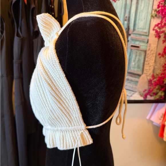 JLUXLABEL Off-White Ribbed Crop Top - Picture 6 of 6